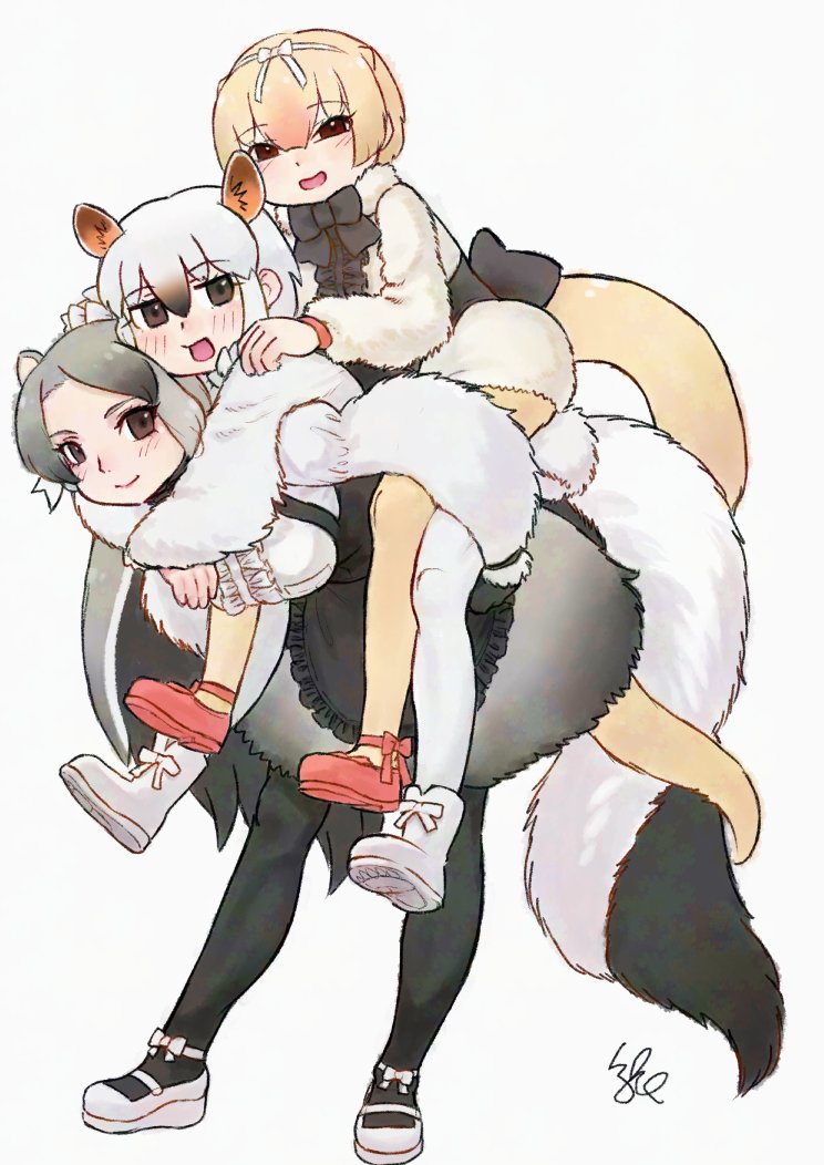 southern tamandua, silky anteater, and giant anteater (kemono friends and 1 more) drawn by kishida_shiki