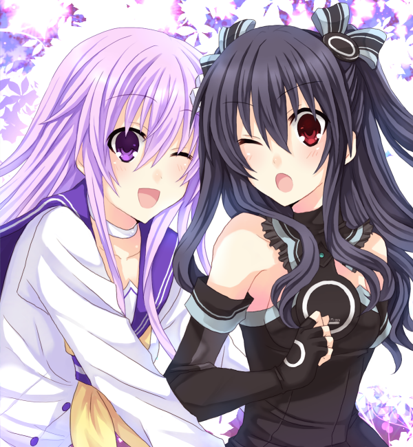 nepgear and uni (neptune and 1 more) drawn by hinano_(tuna_neko33)