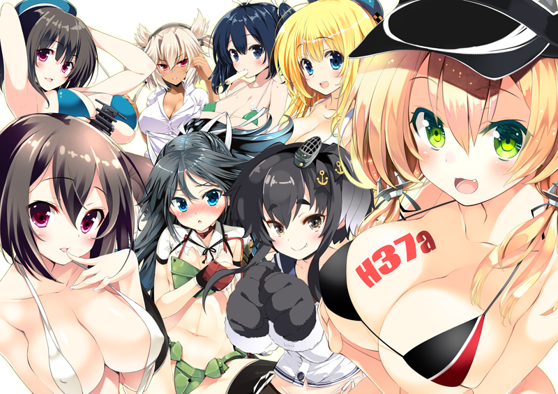 atago, prinz eugen, musashi, takao, souryuu, and 3 more (kantai collection) drawn by inuzumi_masaki