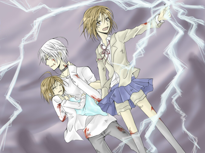 misaka mikoto, accelerator, and last order (toaru majutsu no index) drawn by shiro_(mikanbako)