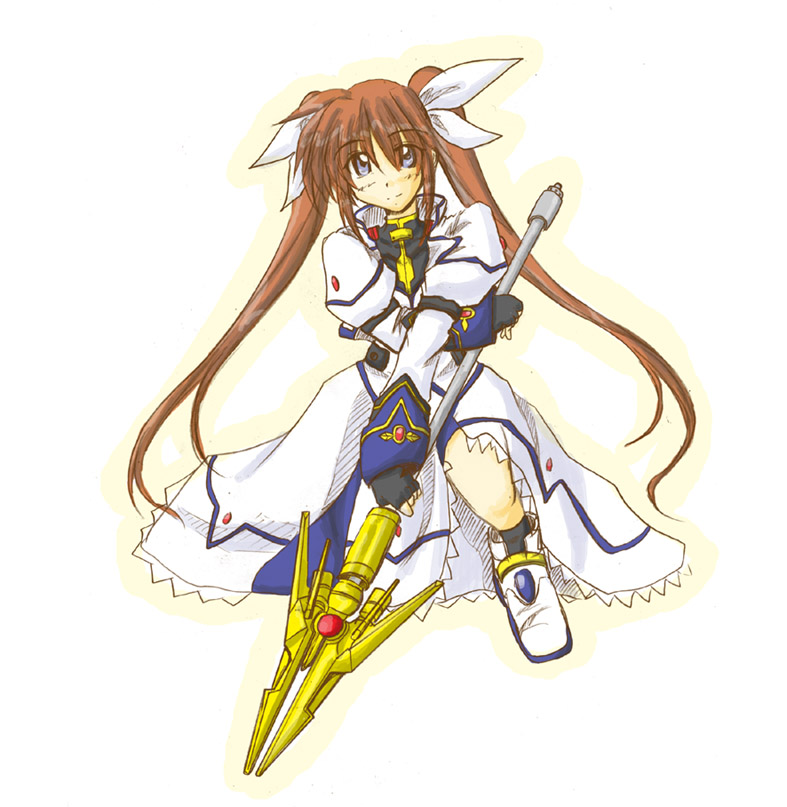 takamachi nanoha and raising heart (lyrical nanoha and 1 more) drawn by zero_point
