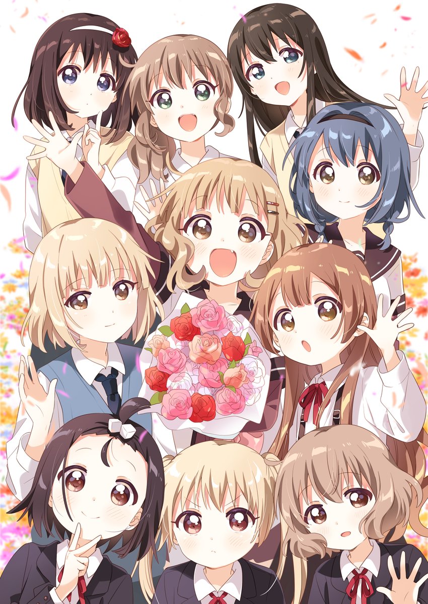 oomuro sakurako, furutani himawari, oomuro hanako, oomuro nadeshiko, takasaki misaki, and 5 more (yuruyuri and 1 more) drawn by namori