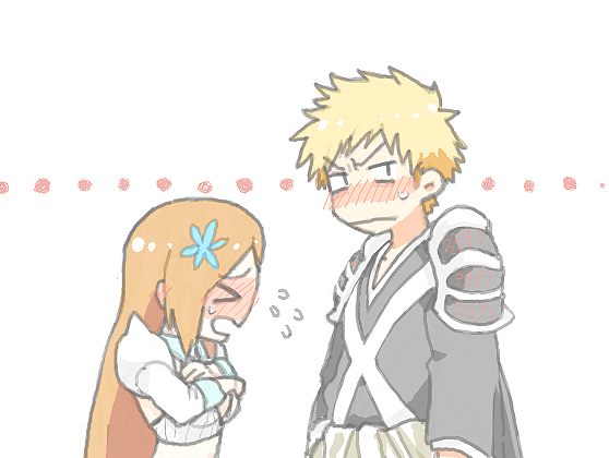 inoue orihime and kurosaki ichigo (bleach and 1 more) drawn by muraosa_(conjecture)