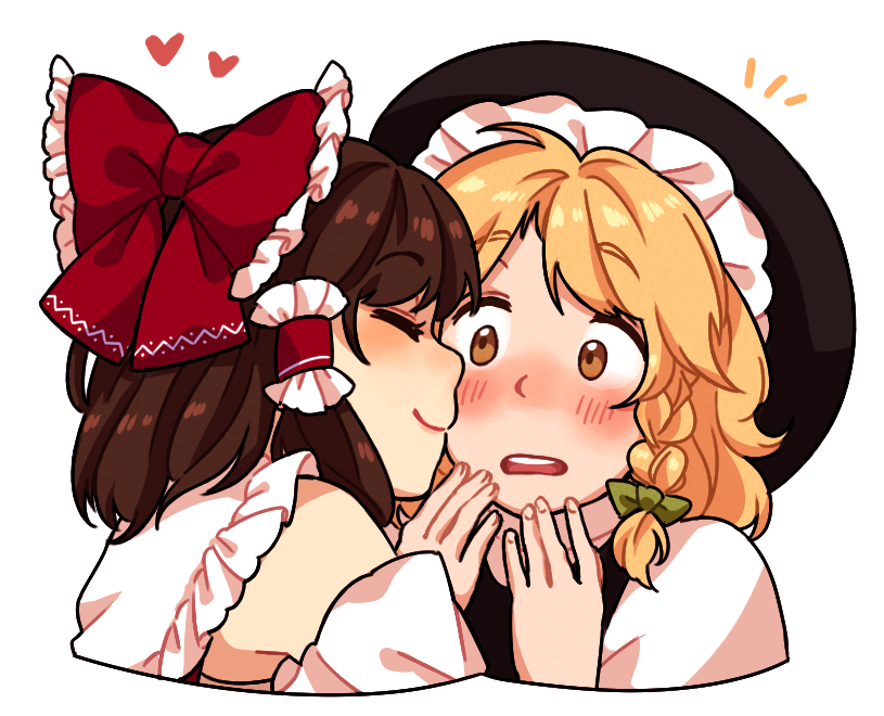 hakurei reimu and kirisame marisa (touhou) drawn by nekolina