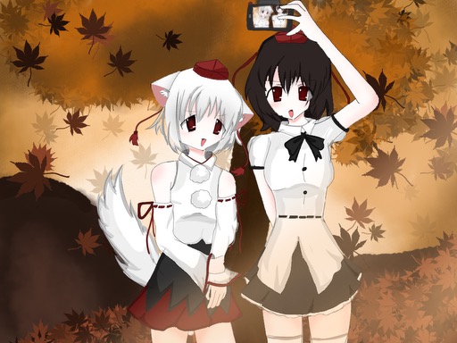 shameimaru aya and inubashiri momiji (touhou and 1 more) drawn by touhouloverxd