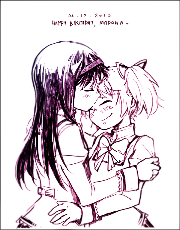akemi homura and kaname madoka (mahou shoujo madoka magica) drawn by silverxp