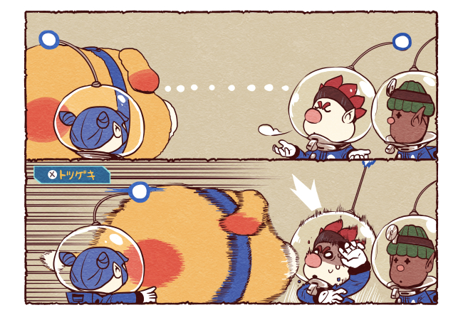rescue officer, oatchi, dingo, and yonny (pikmin and 1 more) drawn by potsupo