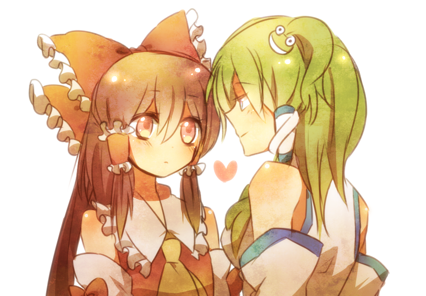 hakurei reimu and kochiya sanae (touhou) drawn by mika_(1020mk)