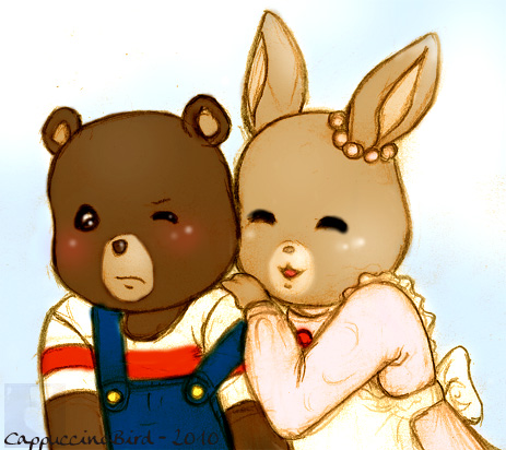 patty rabbit and bobby bear (maple town) drawn by cappuccinobird