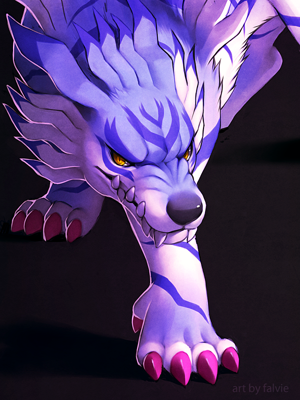 garurumon (digimon and 1 more) drawn by falvie