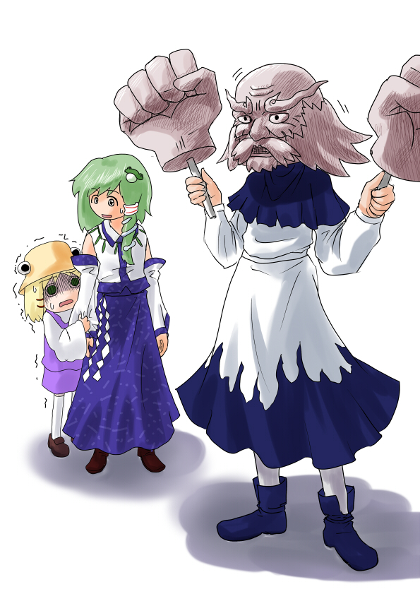 kochiya sanae, moriya suwako, kumoi ichirin, and unzan (touhou and 1 more) drawn by sakana_(ryuusui-tei)