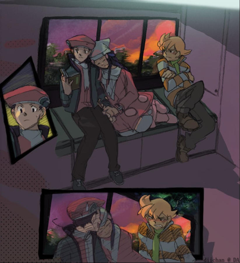 dawn, lucas, and barry (pokemon and 2 more) drawn by diichan