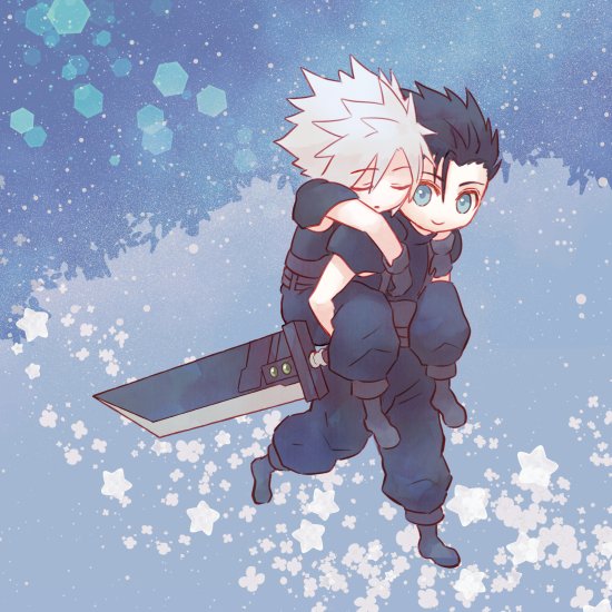 cloud strife and zack fair (final fantasy and 2 more) drawn by ringomell_ura