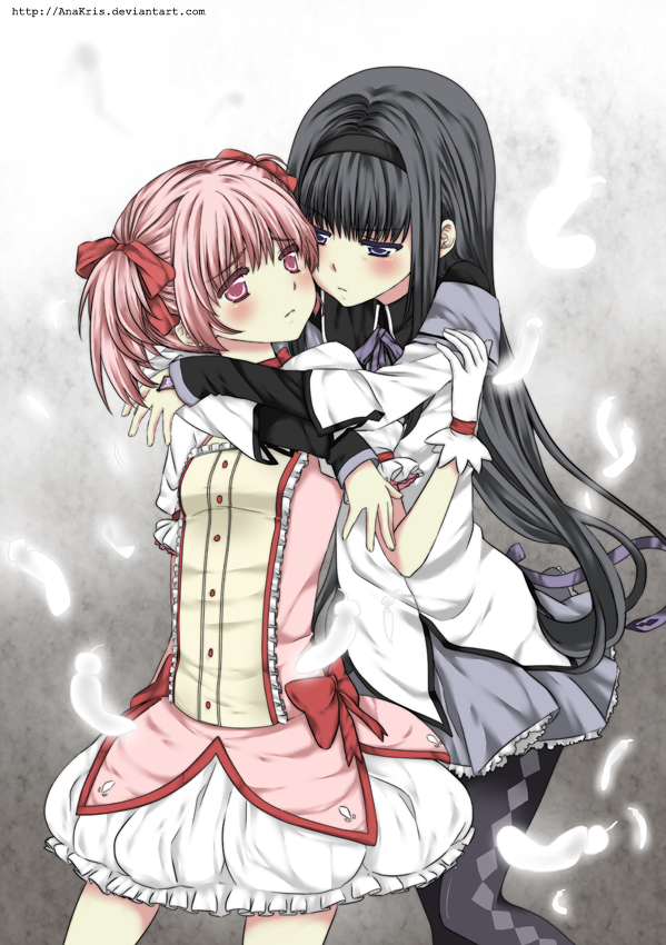 akemi homura and kaname madoka (mahou shoujo madoka magica) drawn by ana_c._sanchez