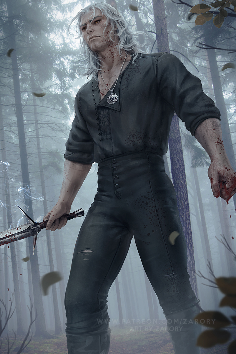 geralt of rivia (the witcher) drawn by zarory