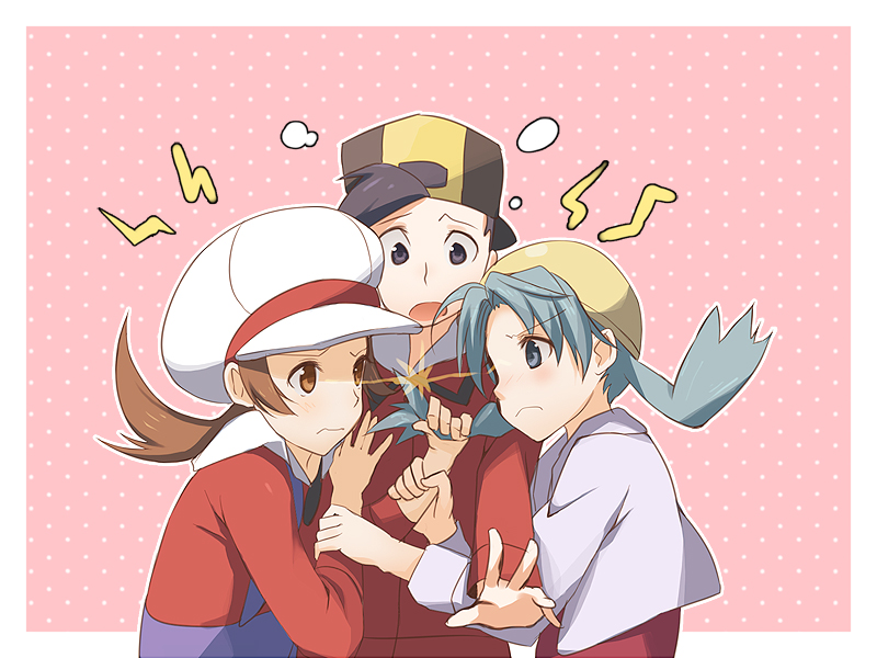 ethan, lyra, and kris (pokemon and 2 more) drawn by weee_(raemz)