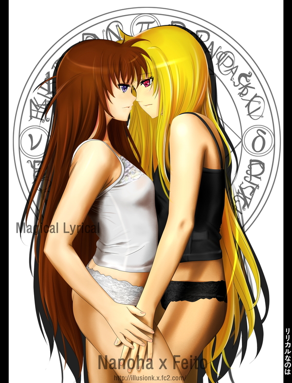 fate testarossa and takamachi nanoha (lyrical nanoha and 1 more) drawn by illusionk