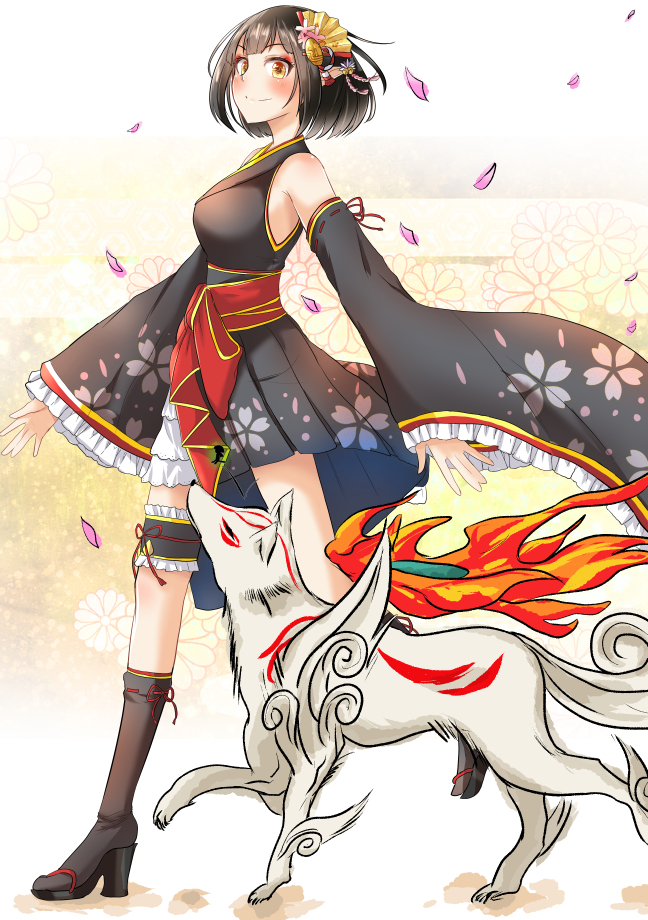 amaterasu and mikuriya kuon (ookami and 1 more) drawn by ram_hachimin
