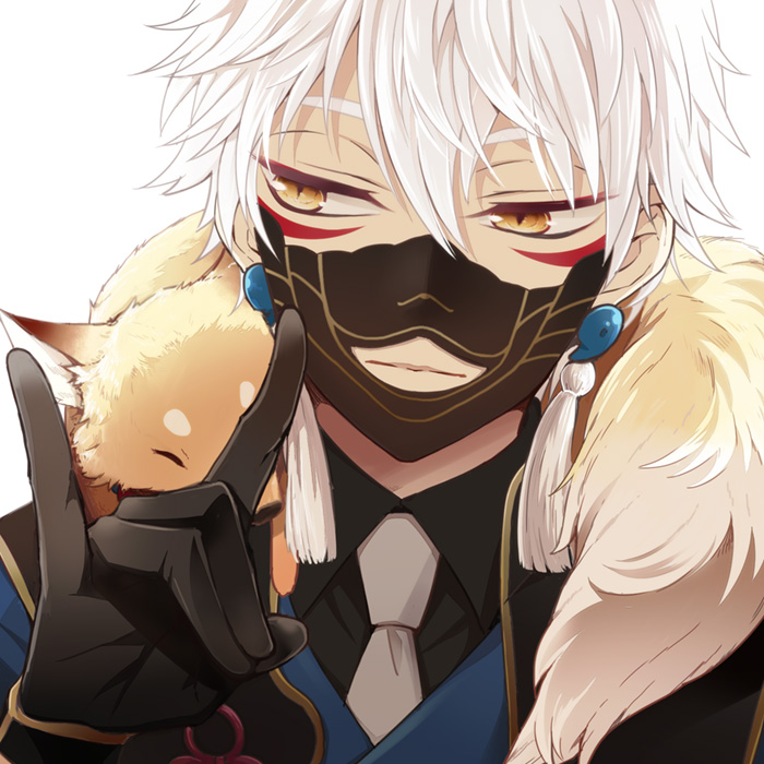nakigitsune and nakigitsune's fox (touken ranbu) drawn by chikariya