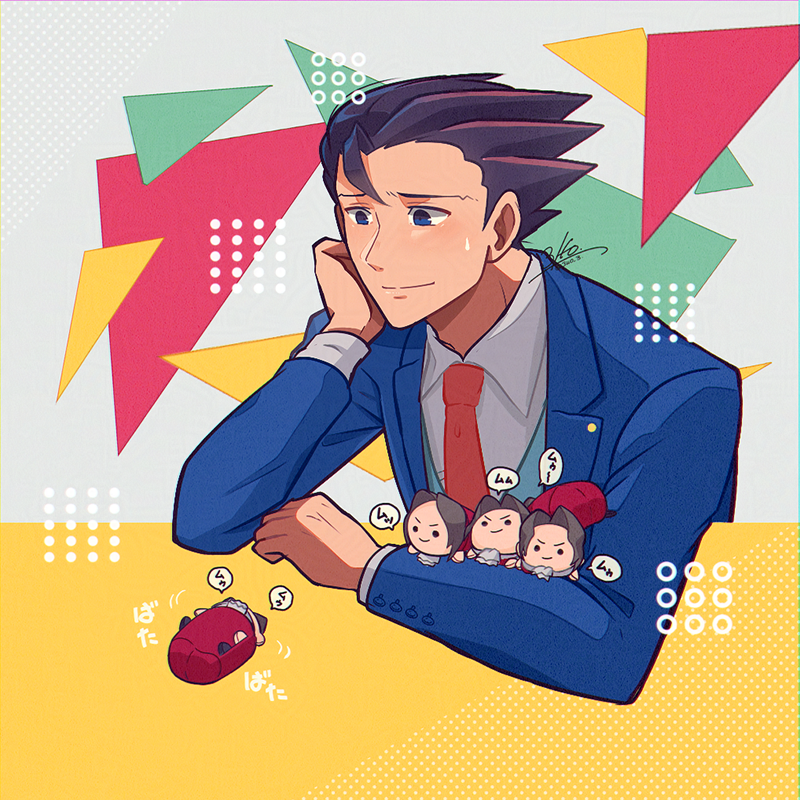 phoenix wright and miles edgeworth (ace attorney) drawn by 3llo_3