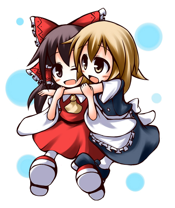 hakurei reimu and kirisame marisa (touhou) drawn by mochizuki_ado