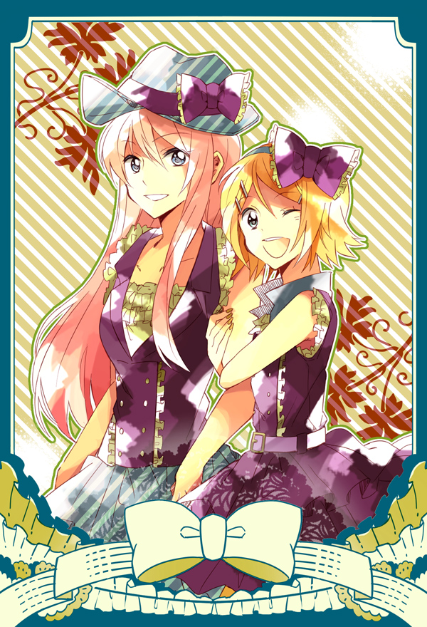 kagamine rin and megurine luka (vocaloid) drawn by hino_(moca)