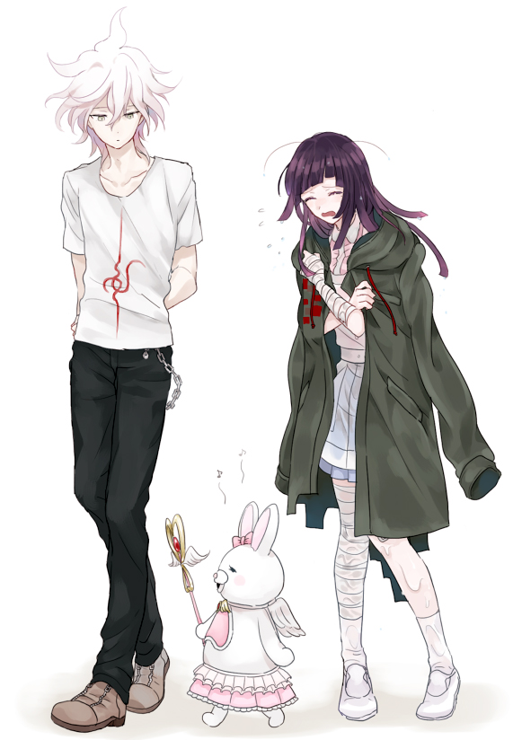 komaeda nagito, tsumiki mikan, and usami (danganronpa and 1 more) drawn by urahara