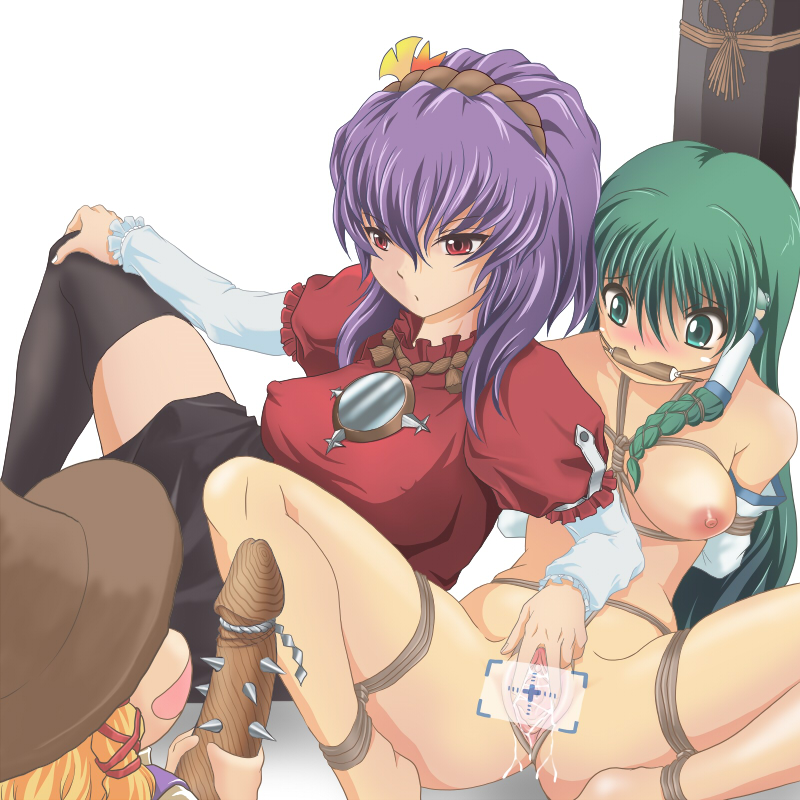 kochiya sanae, moriya suwako, and yasaka kanako (touhou) drawn by wancozow