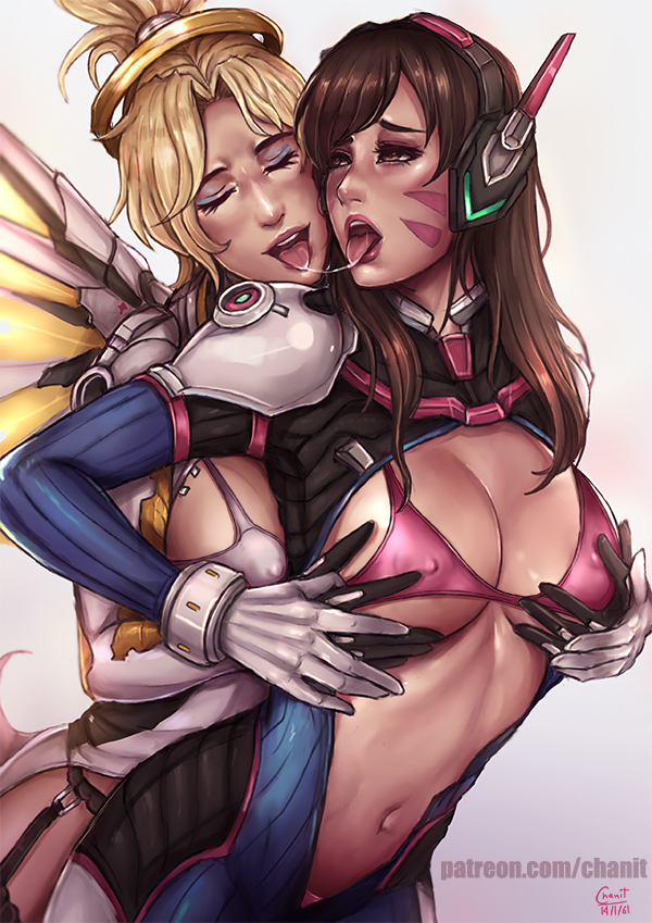 d.va and mercy (overwatch and 1 more) drawn by kachima