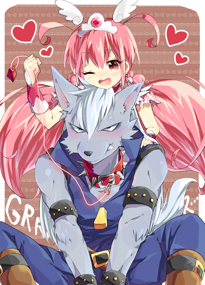 hoshizora miyuki, cure happy, and wolfrun (precure and 1 more) drawn by suurin_(ksyaro)