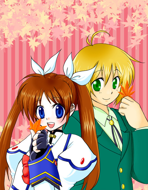 takamachi nanoha and yuuno scrya (lyrical nanoha and 1 more) drawn by totarlequin