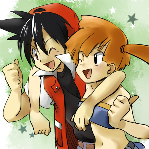 red and misty (pokemon and 1 more) drawn by ageha