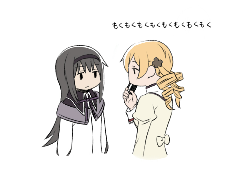 akemi homura and tomoe mami (mahou shoujo madoka magica) drawn by oda_takayuki