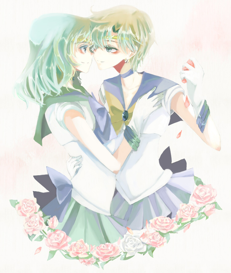 ten'ou haruka, kaiou michiru, sailor uranus, and sailor neptune (bishoujo senshi sailor moon) drawn by nako_(nonrain)