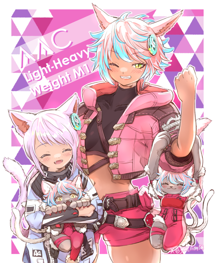 yaana, black cat, and neyuni (final fantasy and 1 more) drawn by yue_limsa