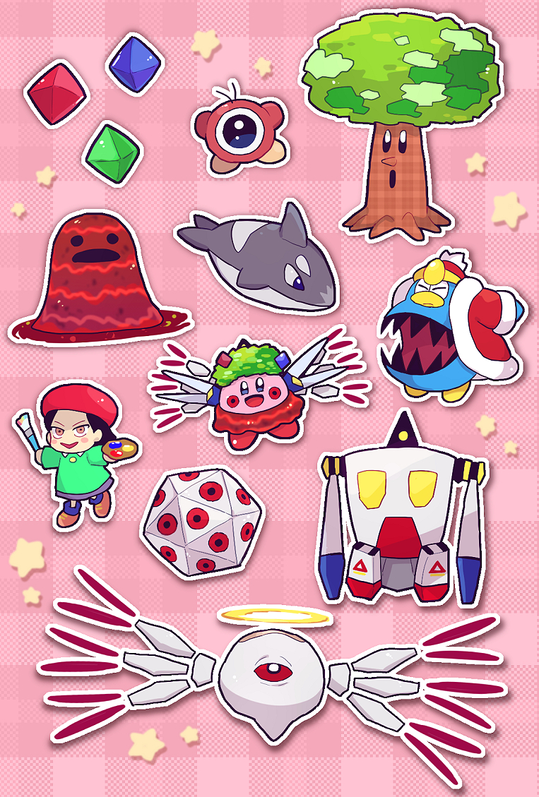kirby, king dedede, adeleine, waddle doo, zero two, and 6 more (kirby and 1 more) drawn by chiimako