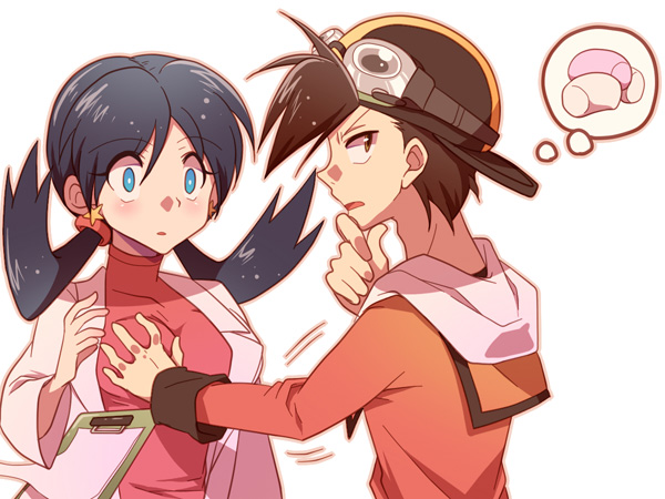 ethan and kris (pokemon and 1 more) drawn by atom_(@tom)