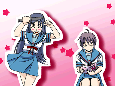 nagato yuki and asakura ryoko (suzumiya haruhi no yuuutsu) drawn by sentape
