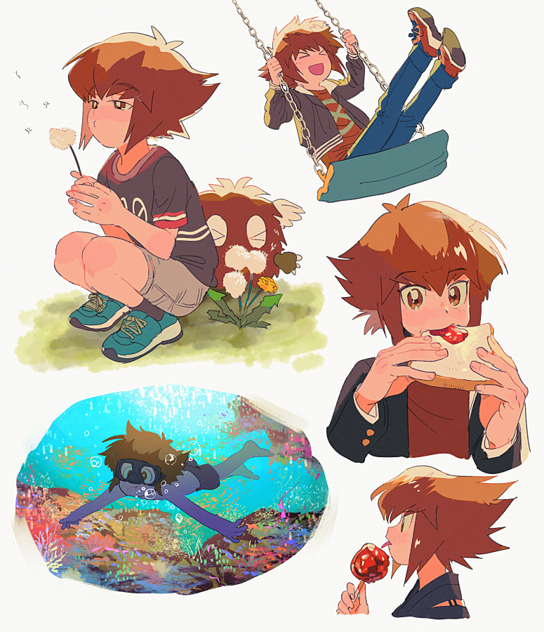 yuki judai and winged kuriboh (yu-gi-oh! and 1 more) drawn by aoki_(fumomo)