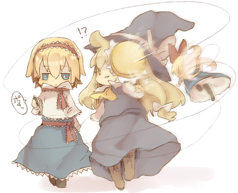 kirisame marisa, alice margatroid, and shanghai doll (touhou) drawn by masirosu