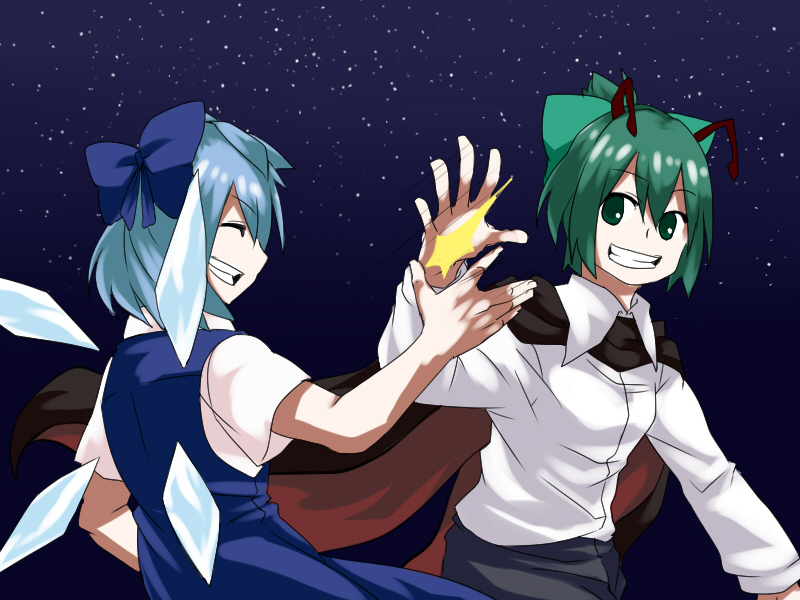 cirno and wriggle nightbug (touhou) drawn by madara_hato
