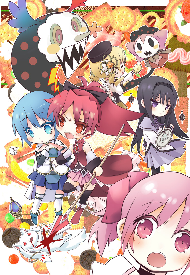 akemi homura, kaname madoka, miki sayaka, sakura kyoko, tomoe mami, and 2 more (mahou shoujo madoka magica) drawn by room603
