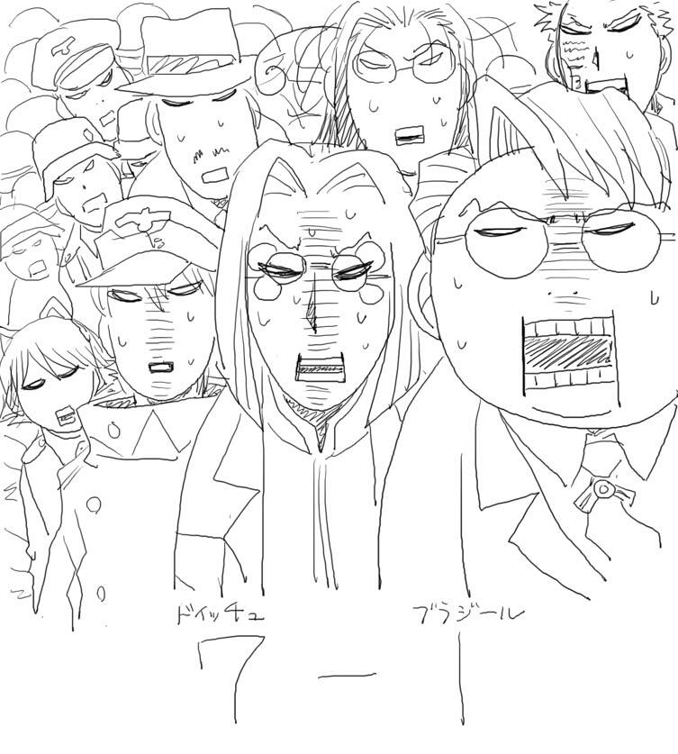 schroedinger, rip van winkle, major, captain, doctor, and 2 more (hellsing and 2 more) drawn by hirano_kouta