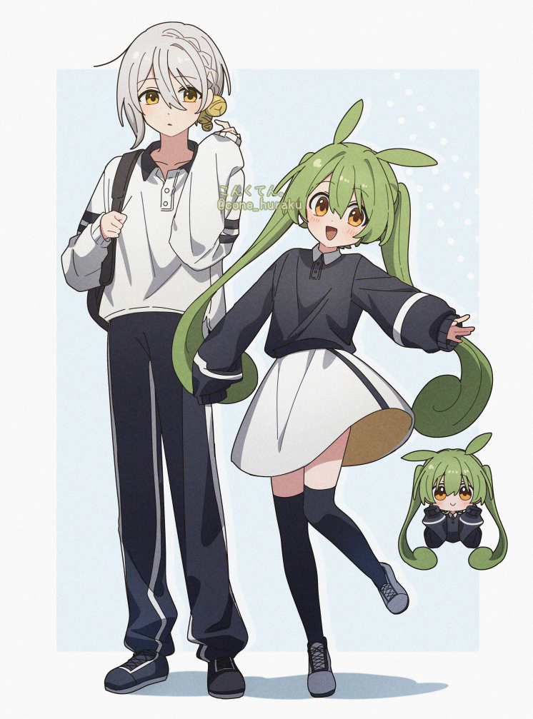 zundamon and iori yuzuru (voiceroid and 1 more) drawn by corn_kuten
