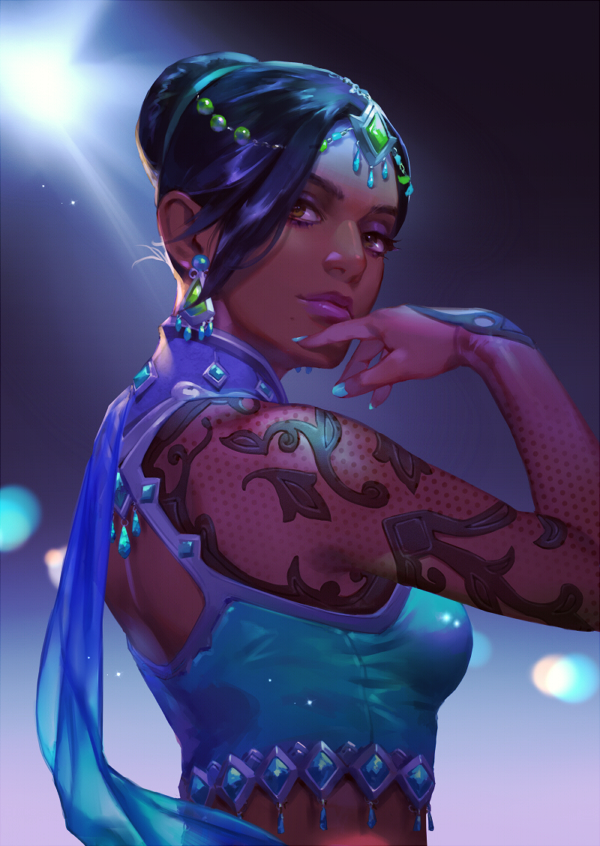 symmetra and figure skater symmetra (overwatch and 1 more) drawn by hage2013