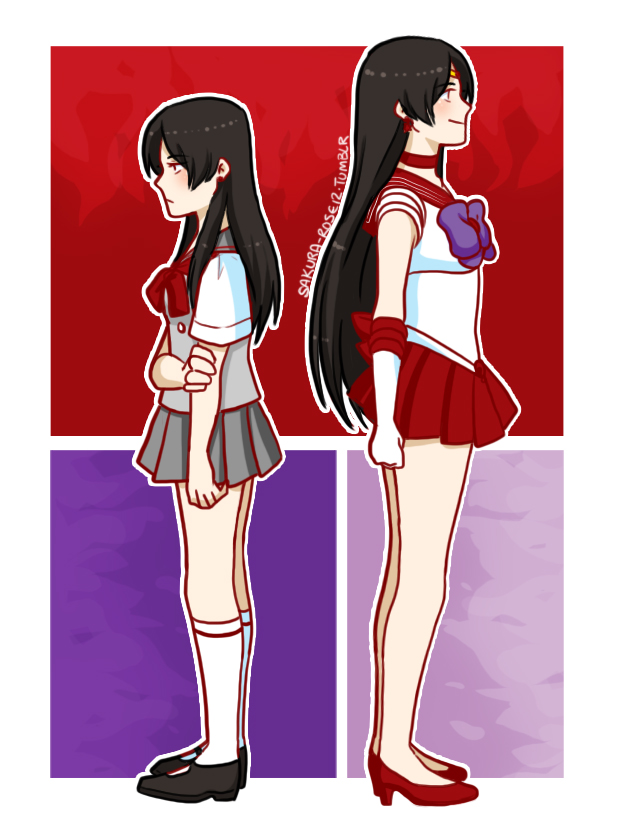 hino rei and sailor mars (bishoujo senshi sailor moon and 1 more) drawn by sakurarose12