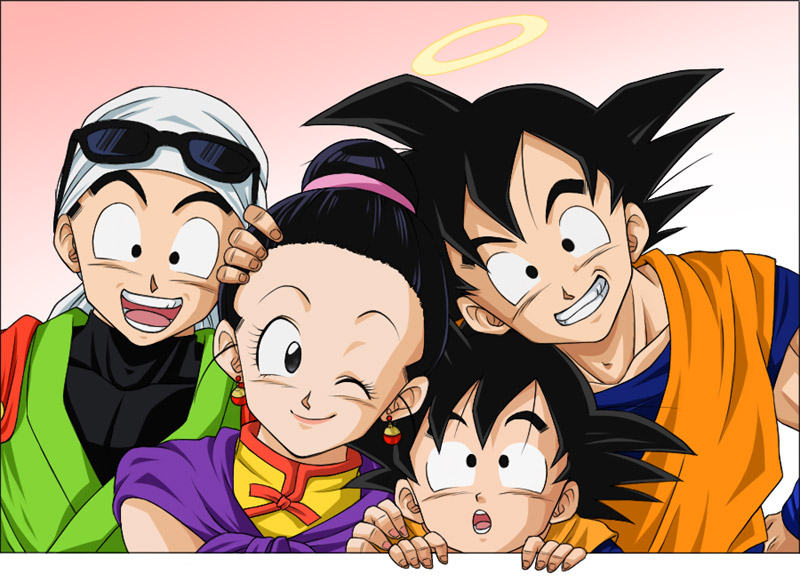 son goku, son gohan, chi-chi, son goten, and great saiyaman (dragon ball and 1 more) drawn by ichi14