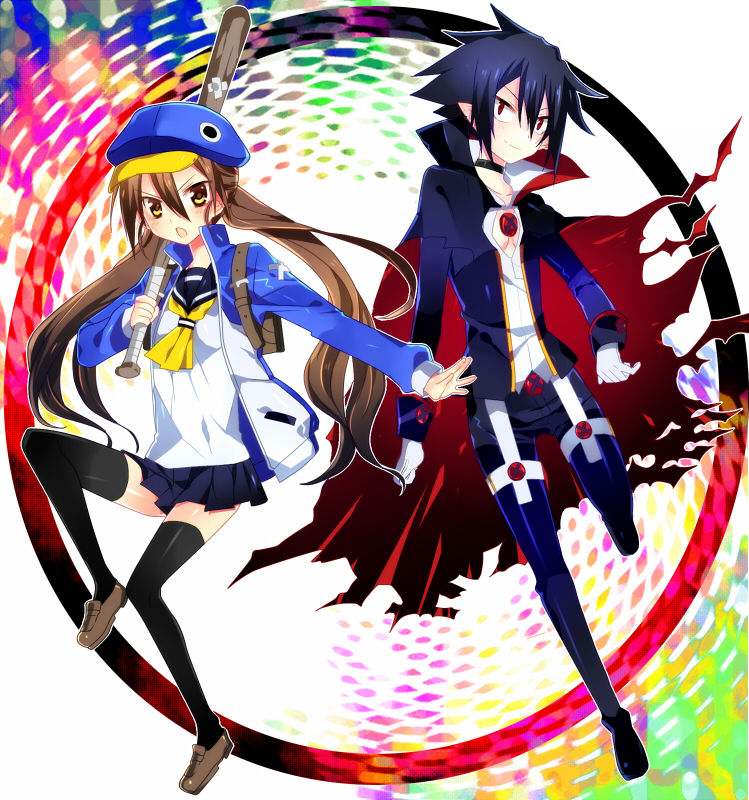 prinny, kazamatsuri fuuka, and valvatorez (disgaea and 1 more) drawn by lotton