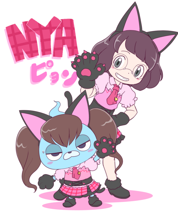 usapyon and misora inaho (youkai watch) drawn by nollety