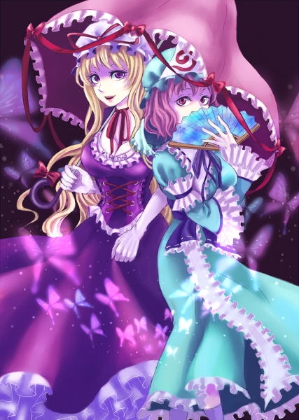 yakumo yukari and saigyouji yuyuko (touhou) drawn by wanko528